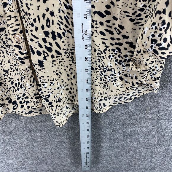 Maurices Shirt Women M Medium Beige Animal Print Button Up 3/4 Sleeve Collared - Picture 6 of 7